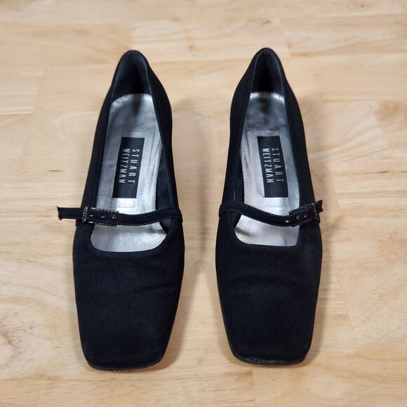Stuart Weitzman Mary Jane Block Heel Shoes Women's Sz 6.5 Square Toe Classic - Picture 3 of 9